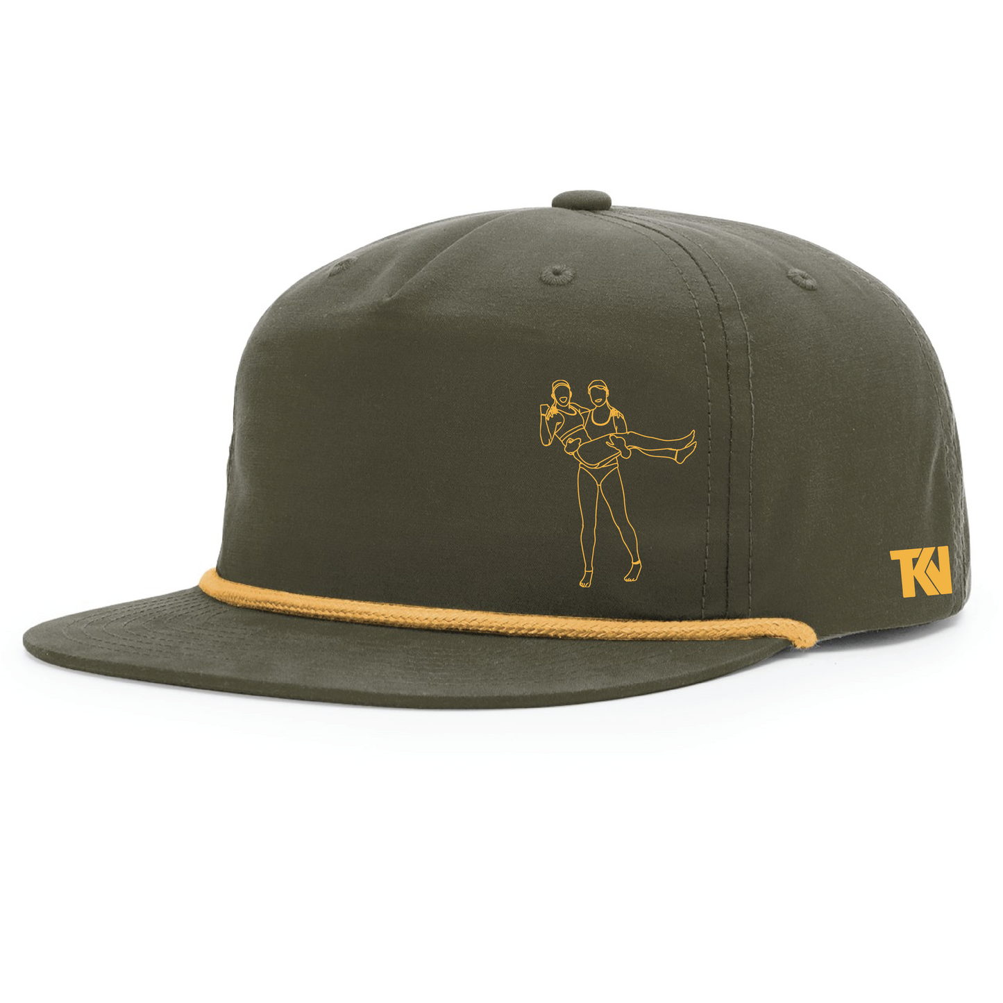 T holding K Flatbill with Rope