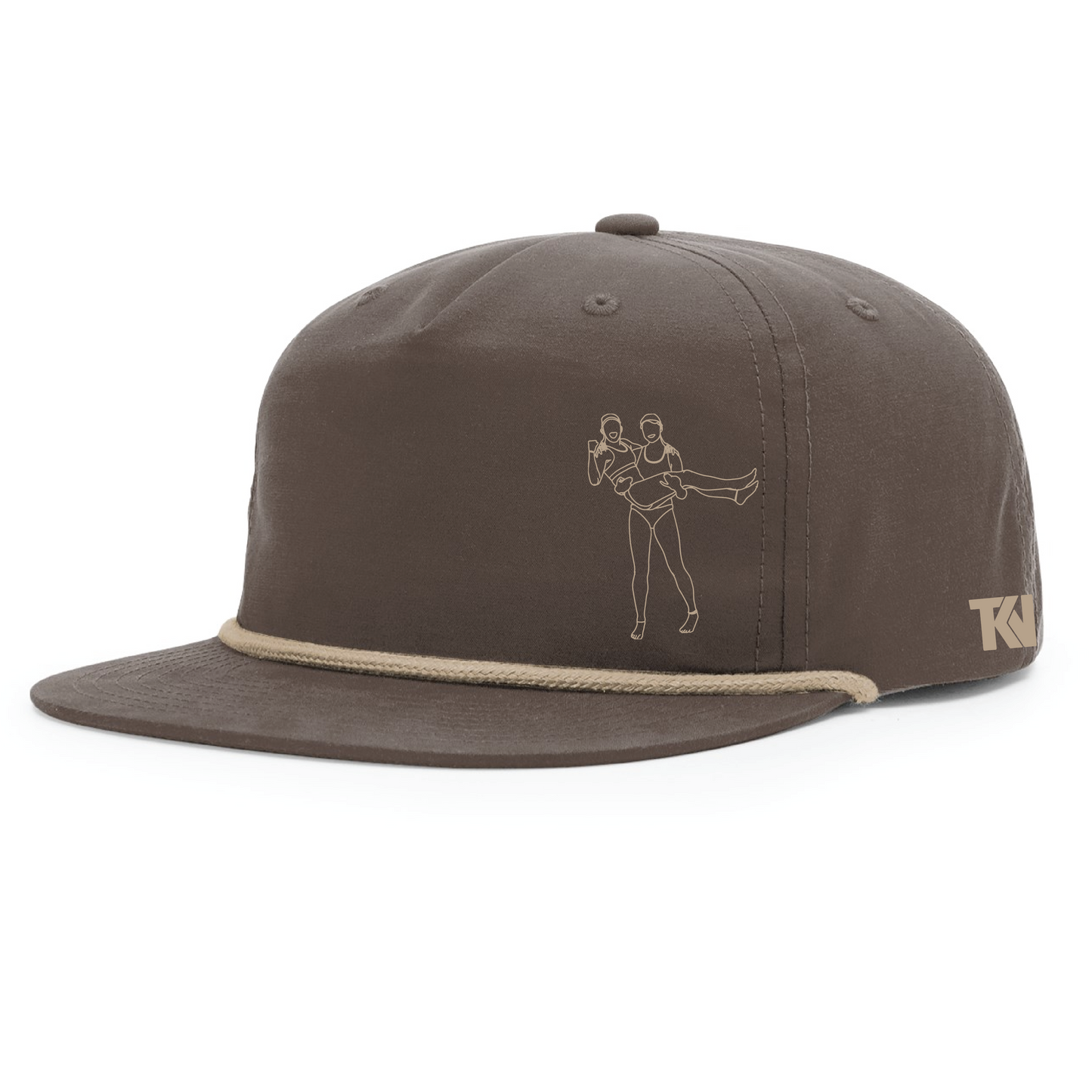 T holding K Flatbill with Rope