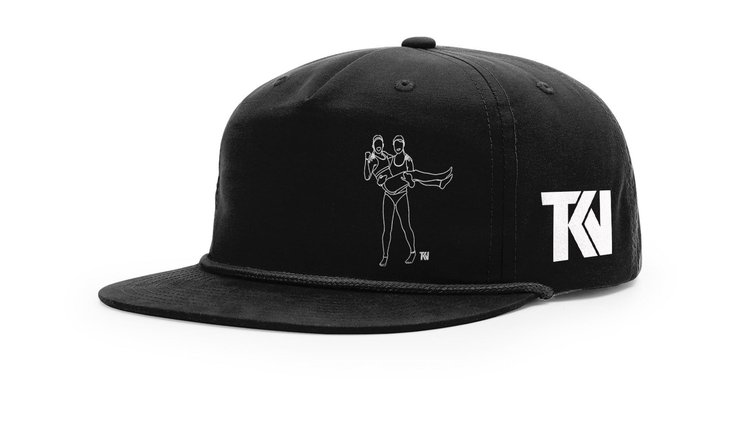 T holding K Flatbill with Rope