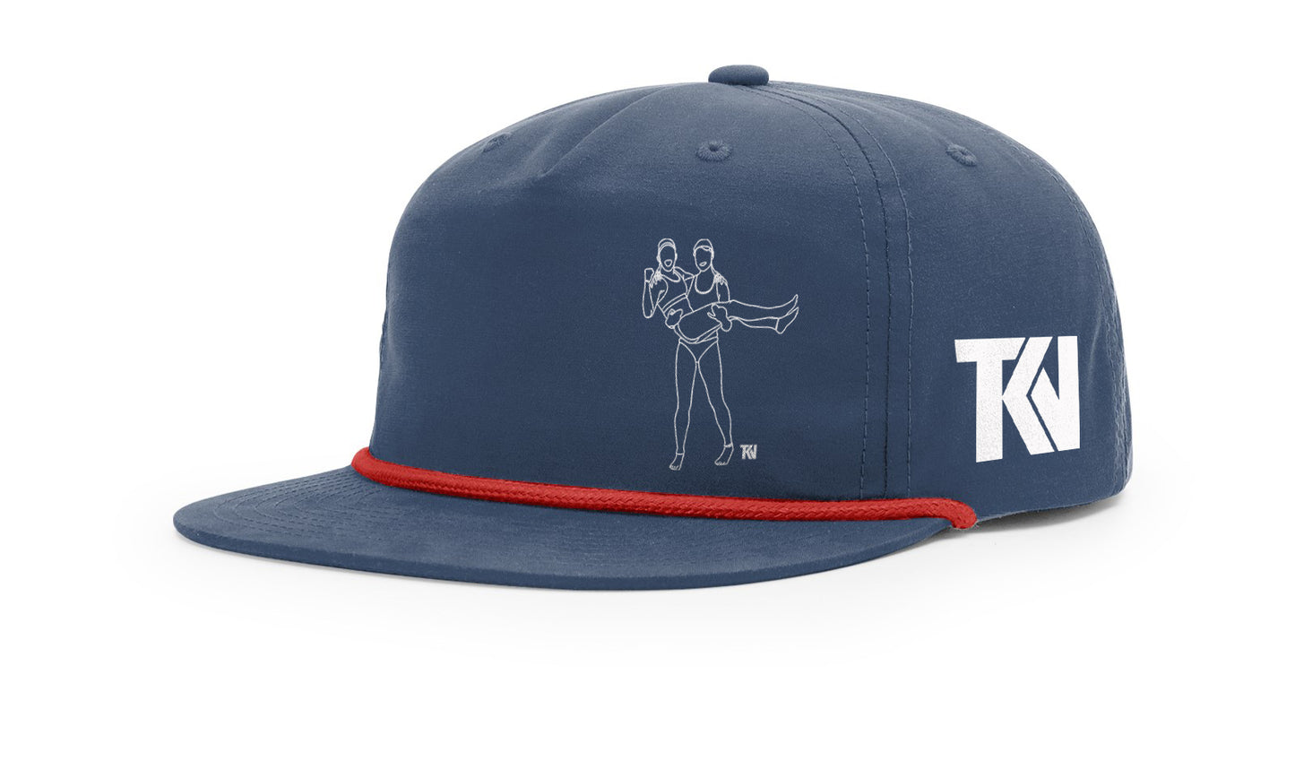 T holding K Flatbill with Rope