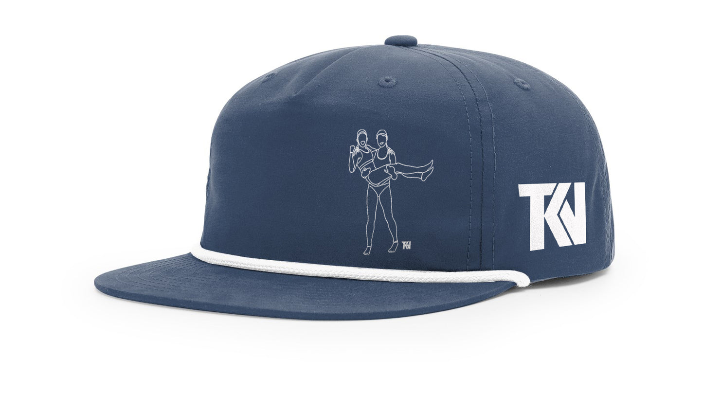 T holding K Flatbill with Rope