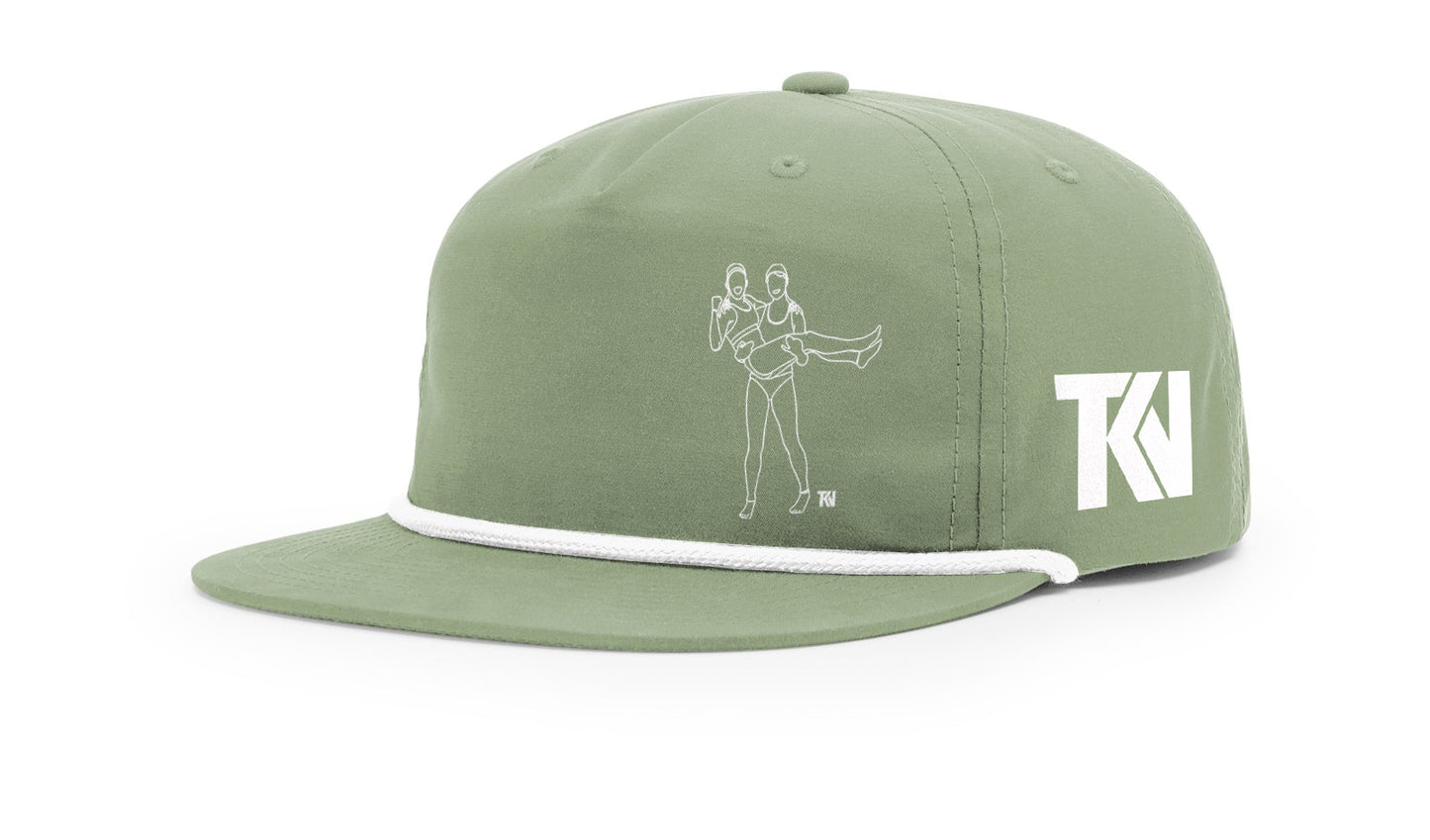 T holding K Flatbill with Rope